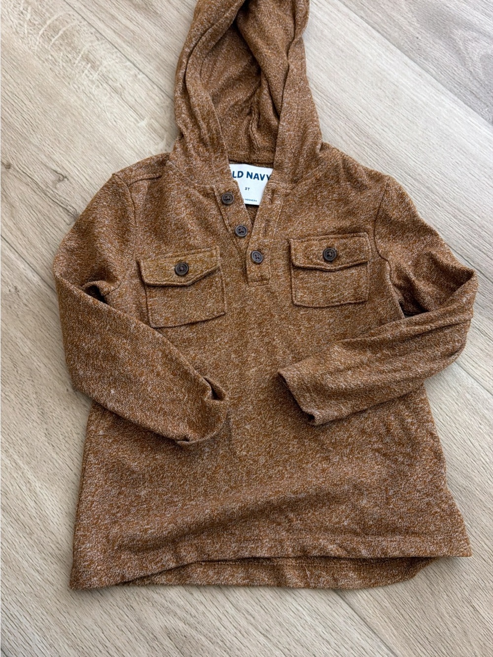 Old Navy Kids Brown Hooded Pullover with Chest Pockets